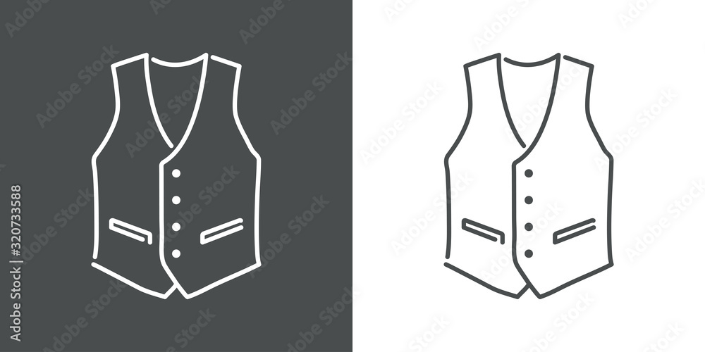 Icono plano lineal chaleco de traje en fondo gris y fondo blanco Stock ...
