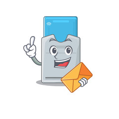 Wall Mural - Cheerfully key card mascot design with envelope