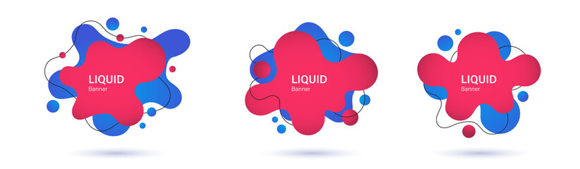 Poster - Set of Amoeba shapes. Abstract liquid elements.