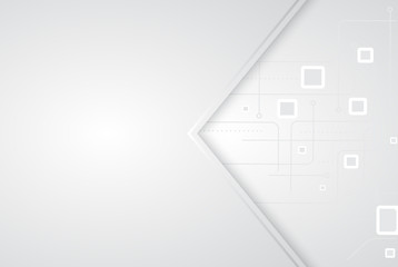 Leinwandbilder - Abstract white and grey tech geometric modern vector background on white space for text and message artwork design Illustration. Creative graphic template. Business style.
