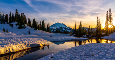 Sticker - Tipsoo Lake Reflections - Mt Rainier - Washington - Mountains