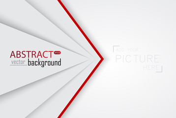 Leinwandbilder - Abstract white grey and red tech geometric modern vector background on white space for text and message artwork design Illustration. Creative graphic template. Business style.