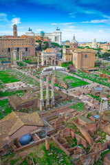 Wall Mural - ruins of Roman Forum in Rome city, Italy