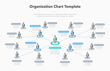 Poster - Modern simple company organization hierarchy schema template with place for your content. Easy to use for your website or presentation.