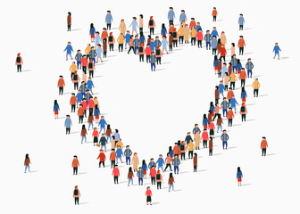 Wall Mural - Large group of people in the heart sign shape.