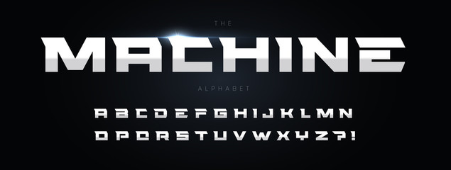 Leinwandbilder - Iron letters set. Bold headline heavy metal style alphabet. Font for events, promotions, logos, banner, monogram and poster. Vector typography design