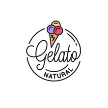 Gelato Ice Cream Logo. Round Linear Logo Of Gelato