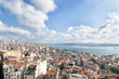 Panoramic view over the city and Bosporus from Galata tower in Istanbul, Turkey