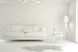 © AntonSh - Mock up of stylish room in white color with sofa. Scandinavian interior design. 3D illustration