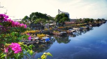 Ben Binh Dong (Binh Dong Harbour) In Lunar New Year With Flower Boats Along Side The River