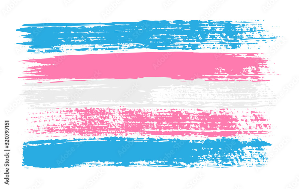 Grunge Transgender pride flag. Vector illustration Symbol of LGBT movement. LGBTQ community. - obrazy, fototapety, plakaty 