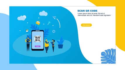 QR code scanning vector illustration concept.flat design.