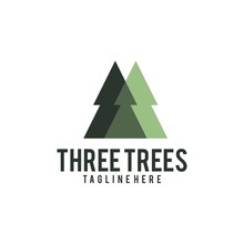 Three Trees Logo Design. Three Trees Vector Illustration For Environmental And Residential Company Graphic Template