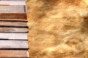 Poster - a stack of books. on the background of old paper. template for designer