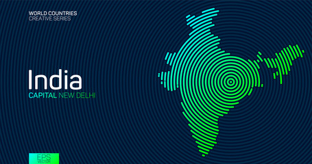 Wall Mural - abstract map of india with circle lines