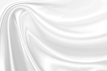 Wall Mural - White fabric texture background, Wavy satin