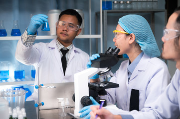 Wall Mural - scientific researchers team are working in the laboratory