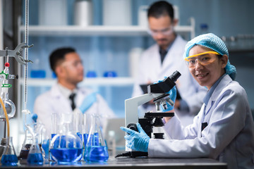 Wall Mural - scientific researchers team are working in the laboratory