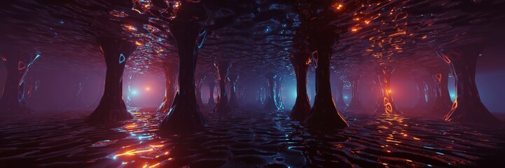 Fototapete - Sci Fi Futuristic Fantasy Strange Alien Structure, 3D rendering