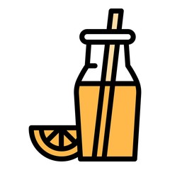 Poster - Orange juice bottle icon. Outline orange juice bottle vector icon for web design isolated on white background