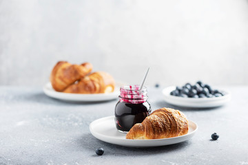 Wall Mural - croissant and blueberry jam