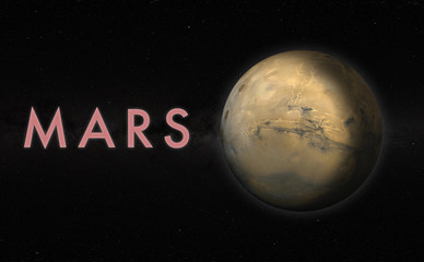Wall Mural - the red planet mars in the outer space, sci-fi galaxy universe with many stars. elements of this ima