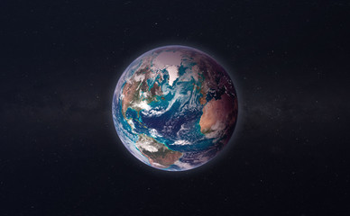 Wall Mural - the planet earth in the space, view from spaceship, creative science art concept elements of this im