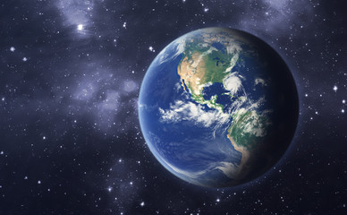 the planet earth in the space, view from spaceship, creative science art concept elements of this im