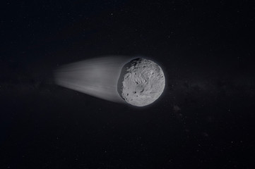 Wall Mural - the asteroid or meteor fly to the earth, a future disaster, creative fantasy science art elements of