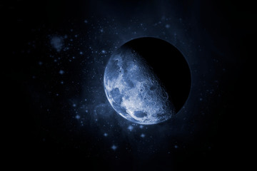 Wall Mural - planet earth satellite moon fly in the space with stars galaxy background elements of this image fur