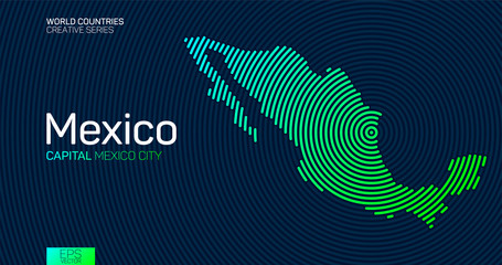 Wall Mural - abstract map of mexico with circle lines