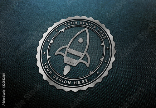 Download Chrome Logo Mockup On Dark Fabric Texture Stock Template Adobe Stock
