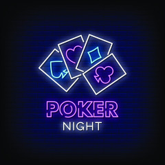 Wall Mural - Poker Night Neon Signs Style Text Vector