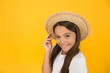© be free - Feeling playful. retro child. she loves vintage. teen girl summer fashion. little beauty in straw hat. beach style for kids. happy summer vacation. relax and have fun. travel to hawaii. aloha
