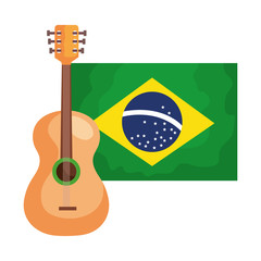 Sticker - guitar with flag brazil isolated icon vector illustration design