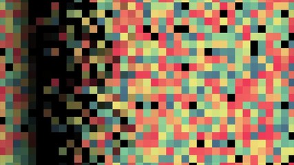 Poster - Abstract animation of multicolored pixel spot moving horizontally n the black background. Animation. Unique abstract pixel animation