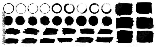 Fotomural Paint brushes strokes mega set. Vector illustration