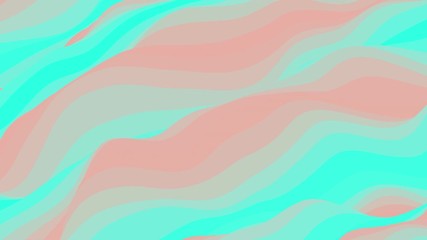 Poster - Looped animation. Abstract colorful wavy background in bright cian and pink colors. Modern colorful wallpaper. 3d rendering.