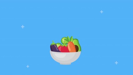 Poster - fresh healthy food in bowl with speech bubble