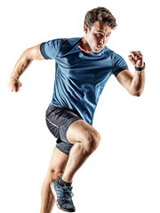 Wall Mural - runner running jogger jogger young man isolated white background