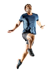 Wall Mural - runner running jogger jogger young man isolated white background