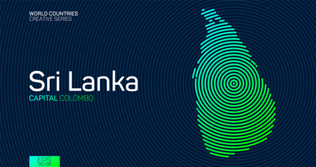 Wall Mural - Abstract map of Sri Lanka with circle lines