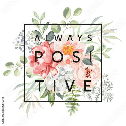 Pink rose, peony flowers, fern, forest green leaves bouquets, white background Obraz na płótnie
