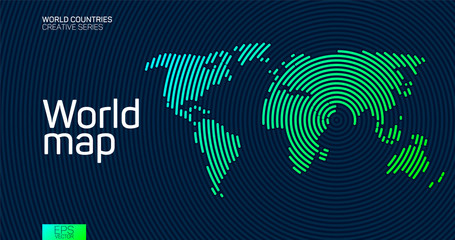 abstract world map with circle lines