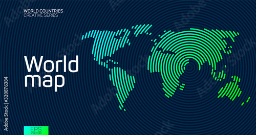 Cuadros en Lienzo Abstract world map with circle lines