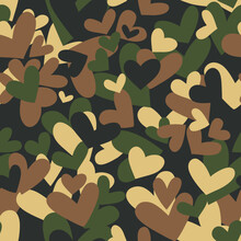 Seamless Camouflage Pattern Made Of Hearts