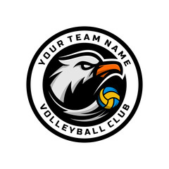 Wall Mural - Eagle head logo for the volleyball team logo. vector illustration. with a combination of circle badges.