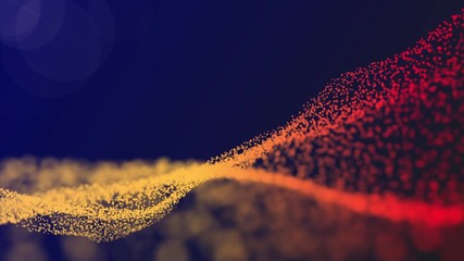 Wall Mural - Wave of particles. Futuristic dots  background with a dynamic wave. 