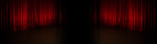 Background With Red Curtain Panorama