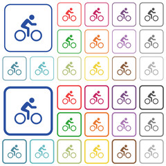 Sticker - Bicycle with rider outlined flat color icons